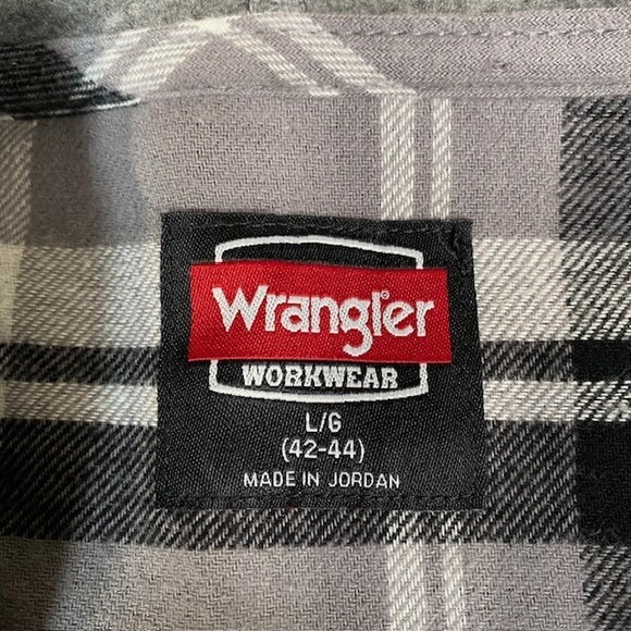Wrangler Workwear Mens L/G Hooded Shirt Jacket Button Up Gray Long Sleeve‎ - Picture 2 of 8
